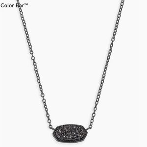 Kendra Scott Elisa Pendant Necklace in Black Drusy